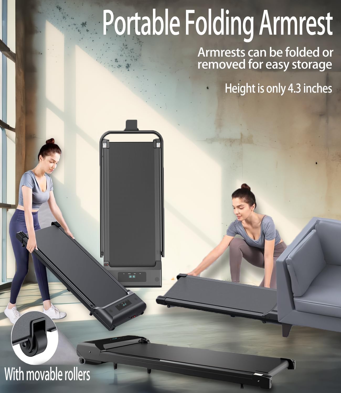 Under Desk Walking Pad Treadmill – Foldable, 265 lb Capacity