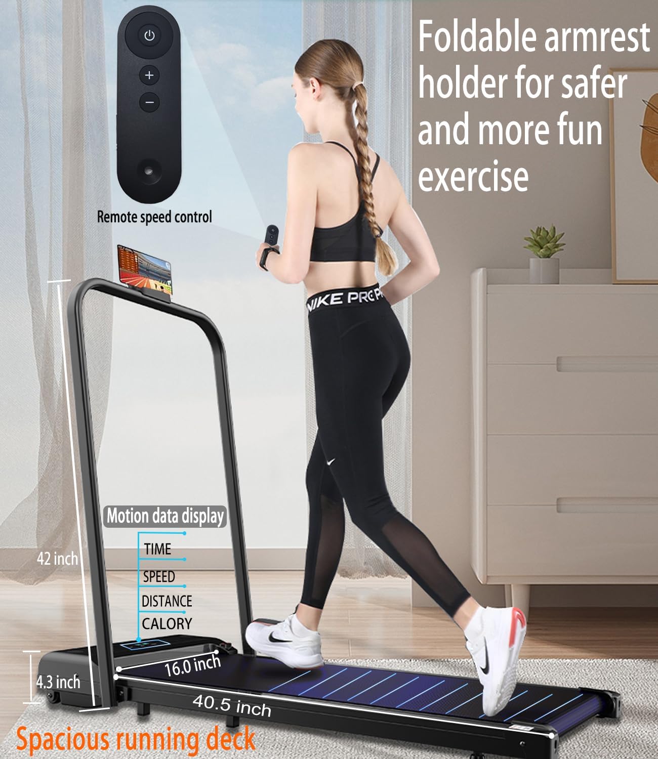 Under Desk Walking Pad Treadmill – Foldable, 265 lb Capacity