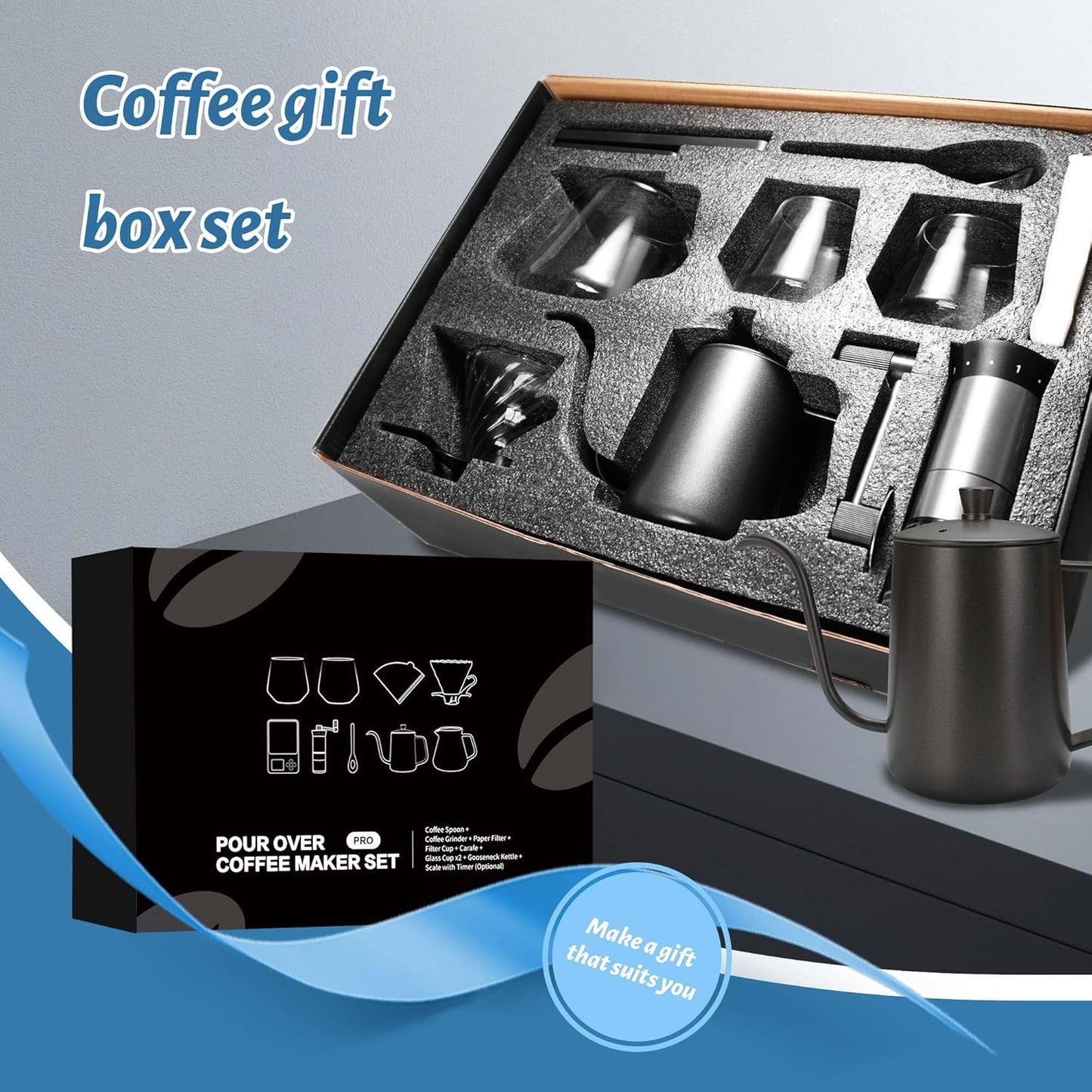 Souqliy Shop Premium Pour Over Coffee Maker Set – Barista Coffee Kit