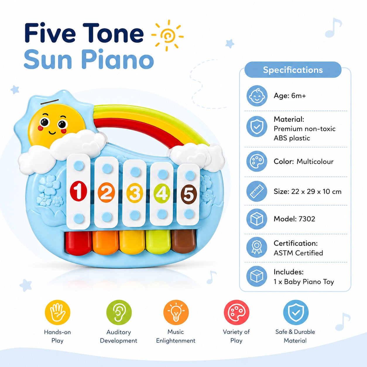 Souqliy Shop Five Tone Sun Piano Musical Toy