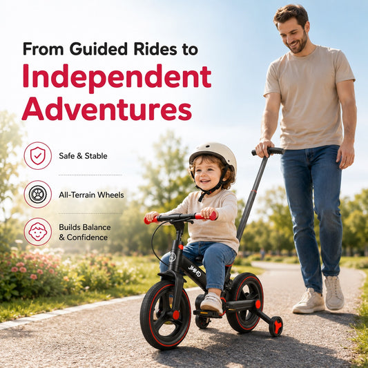 Souqliy Shop 6-in-1 Foldable Toddler Bike with Parent Push Handle