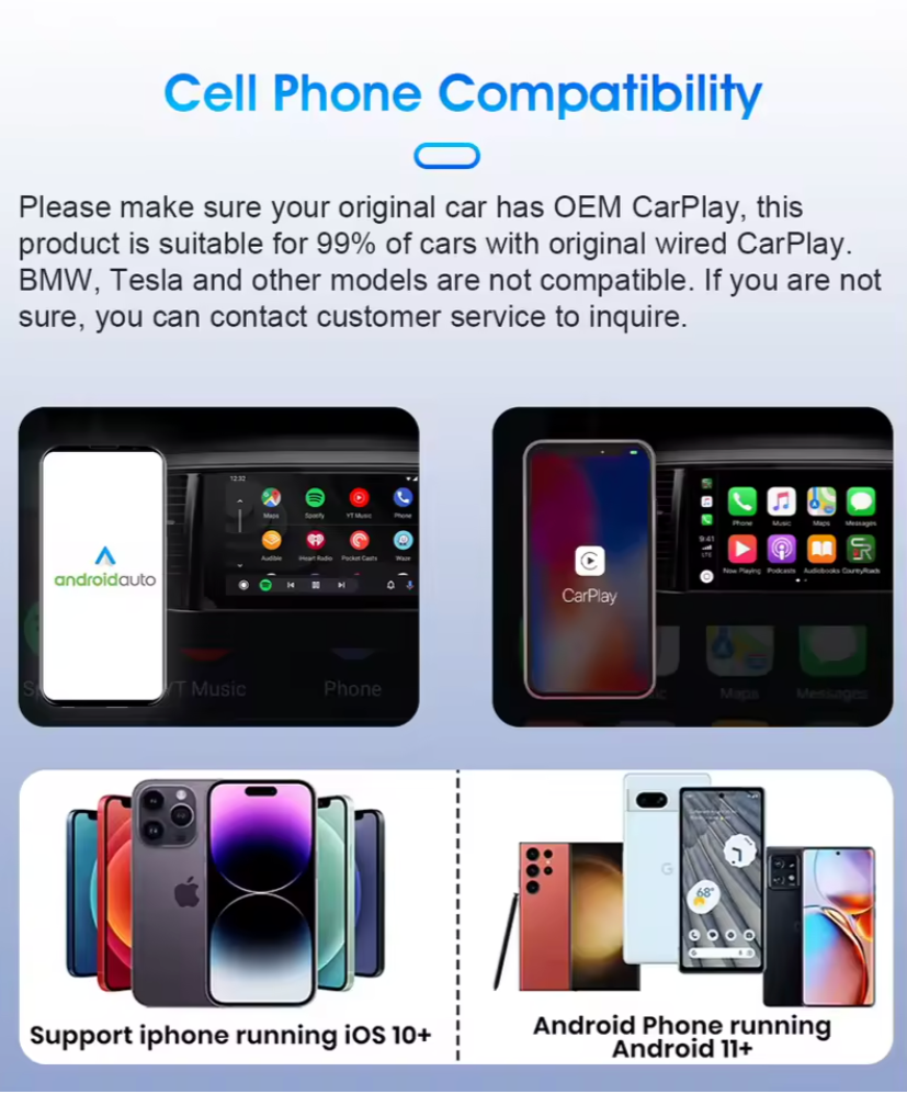 Universal Smart Wireless CarPlay &amp; Android Auto Adapter Plus