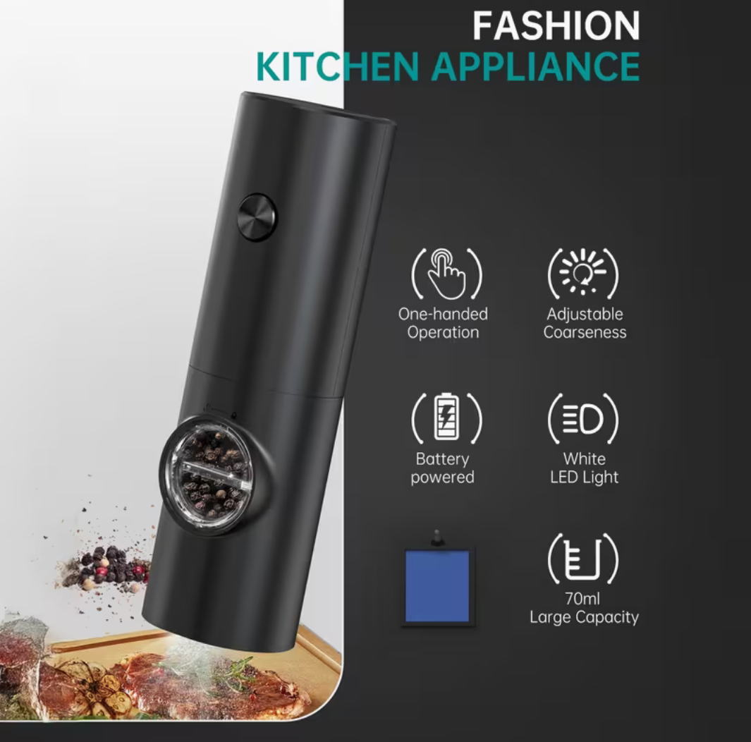 Souqliy Shop - GrindEase™ Electric Salt & Pepper Grinder Set – Adjustable Coarseness with LED Light