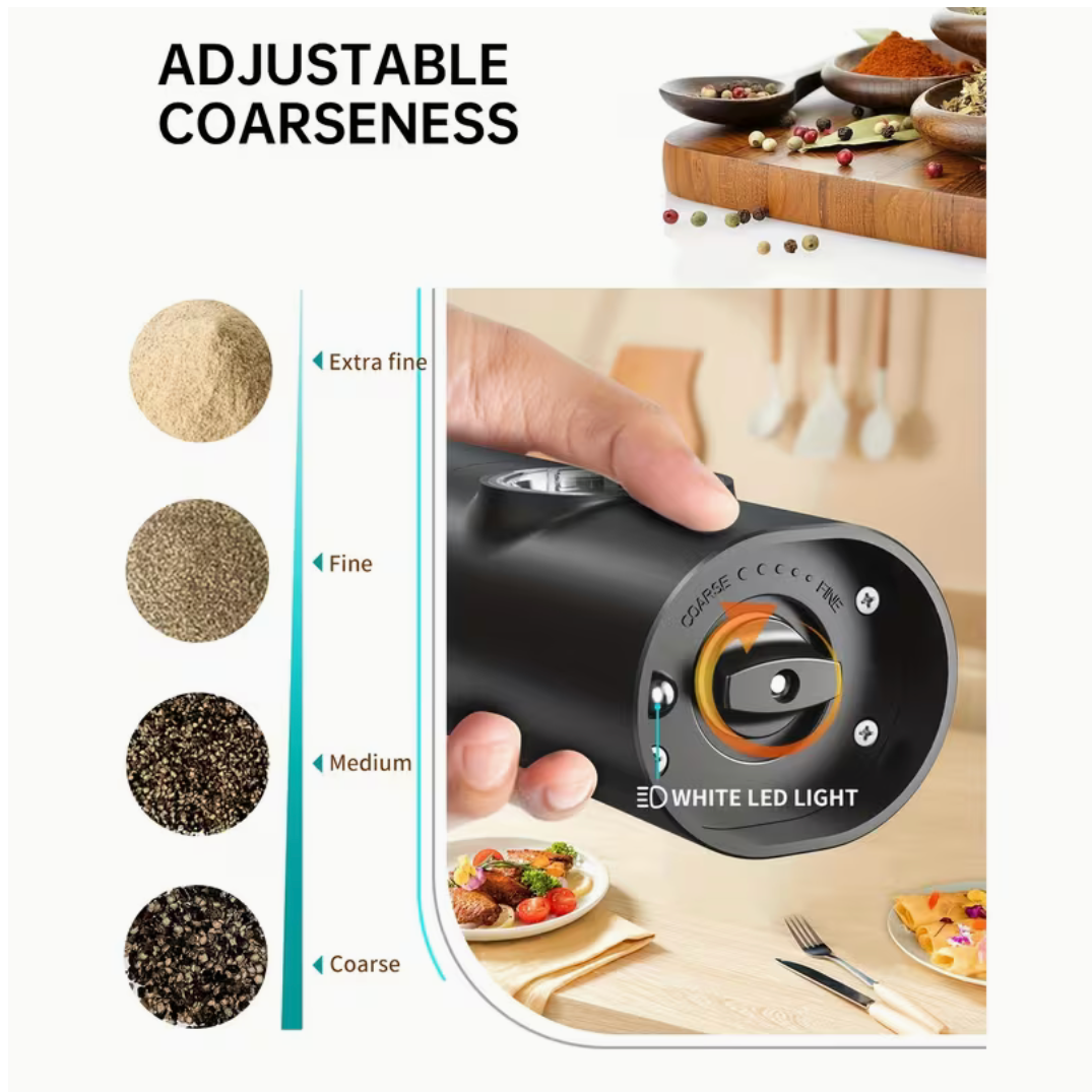 Souqliy Shop - GrindEase™ Electric Salt & Pepper Grinder Set – Adjustable Coarseness with LED Light