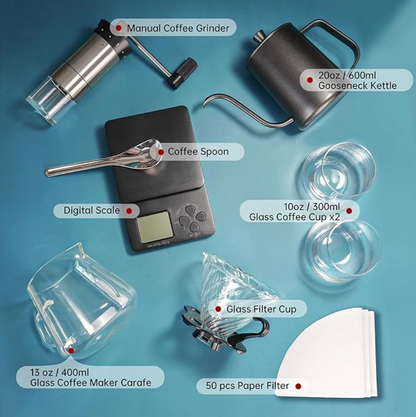 Souqliy Shop Premium Pour Over Coffee Maker Set – Barista Coffee Kit